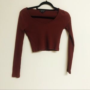 Topshop V Ribbed Crop Top